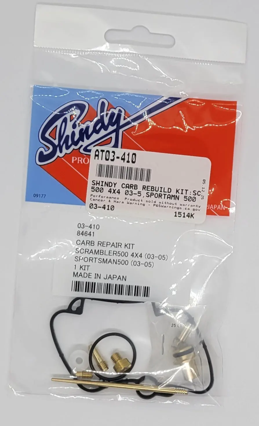 Rebuilders Choice Shindy Carburetor Rebuild Kit 03-410 & Custom Jetting 2003-2005 Polaris Scrambler 500 2