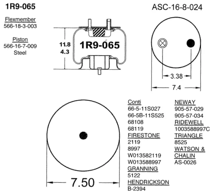 Rolling Lobe Air Spring | 1R9-065 Goodyear 1