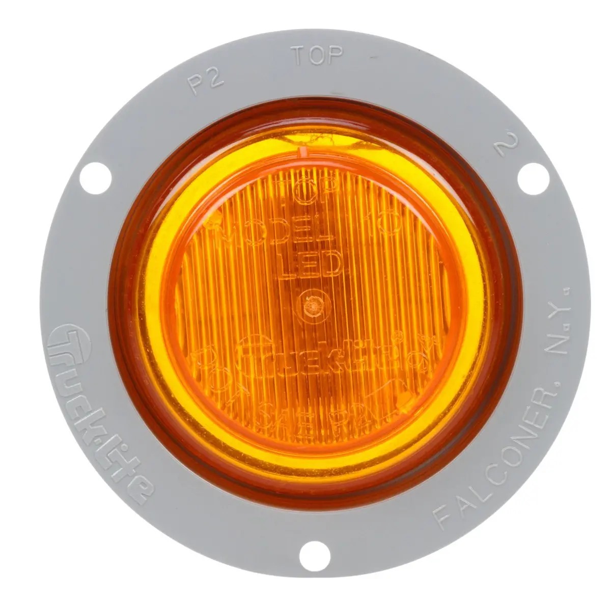10 Series Yellow Led 2.5" Round Marker Clearance Light, Gray Poylcarbonate Flange Mount | Truck-Lite 10251Y 1