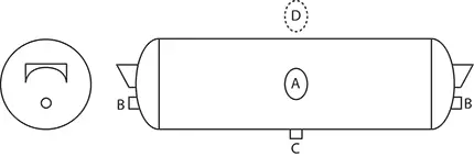 27-1/2" Air Tank With Standard Bracket, 1488 Cu. In | Tectran 2001B 1