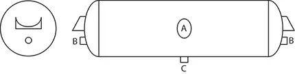 27-1/2" Air Tank With Inverted Bracket, 1488 Cu. In | Tectran 2001H 1