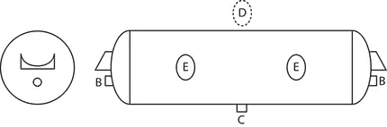 29-1/2" Air Tank With Inverted Bracket, 1488 Cu. In | Tectran 2002T 1