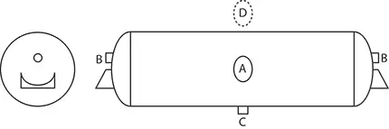 32" Air Tank With Inverted Bracket, 1425 Cu. In | Tectran 2000Bh 1