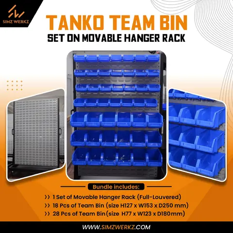 Tanko Team Bin Set On Movable Hanger Rack 1