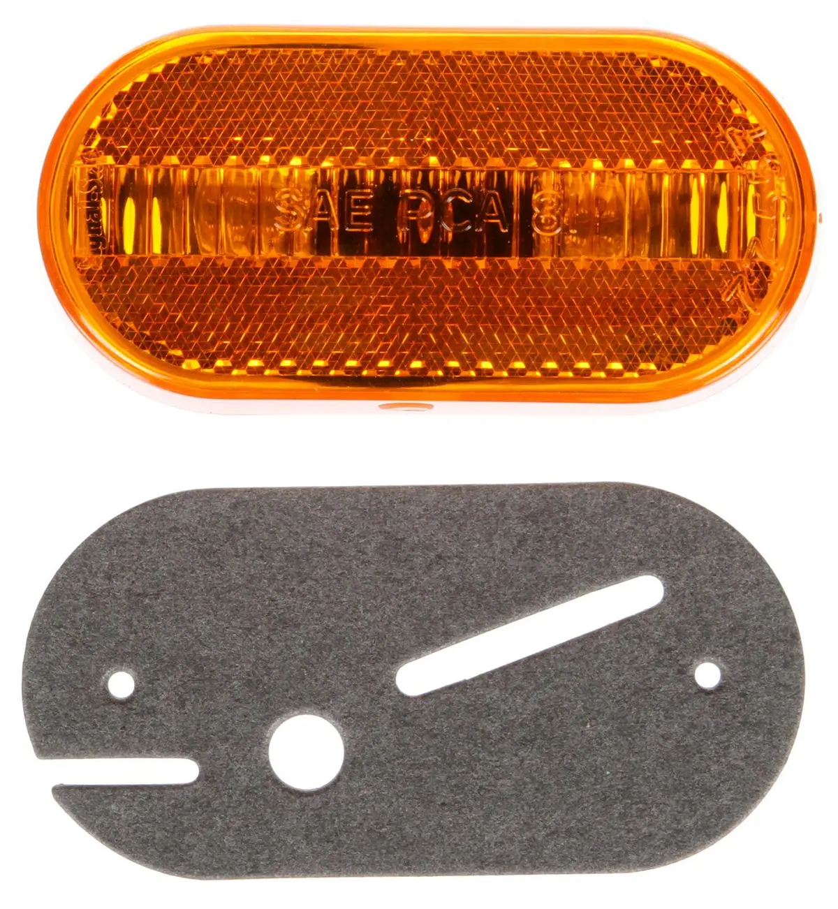Signal-Stat Yellow Incandescent 4" Oval Marker Clearance Light, White Abs Bracket Mount | Truck-Lite 1264A 1