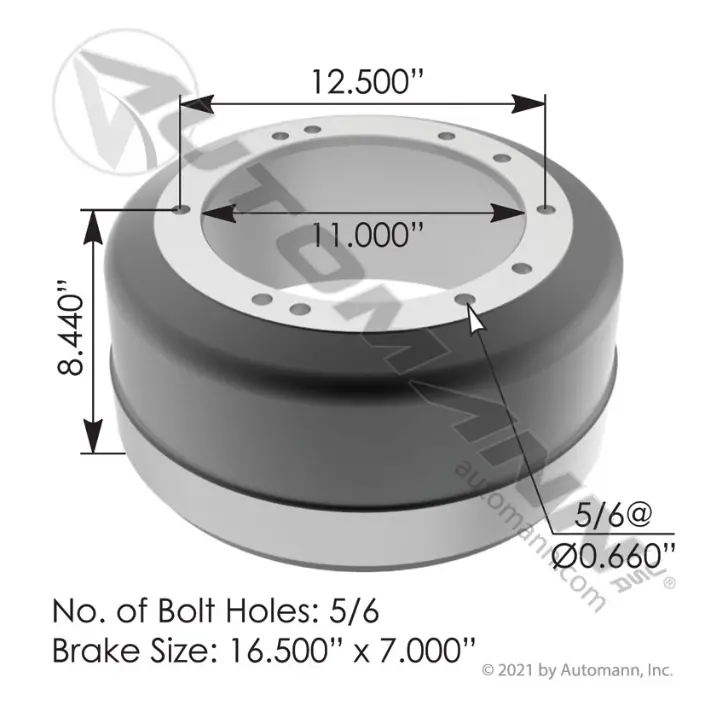 Brake Drum 16.500In X 7.000In | 151.6702 Automann 1
