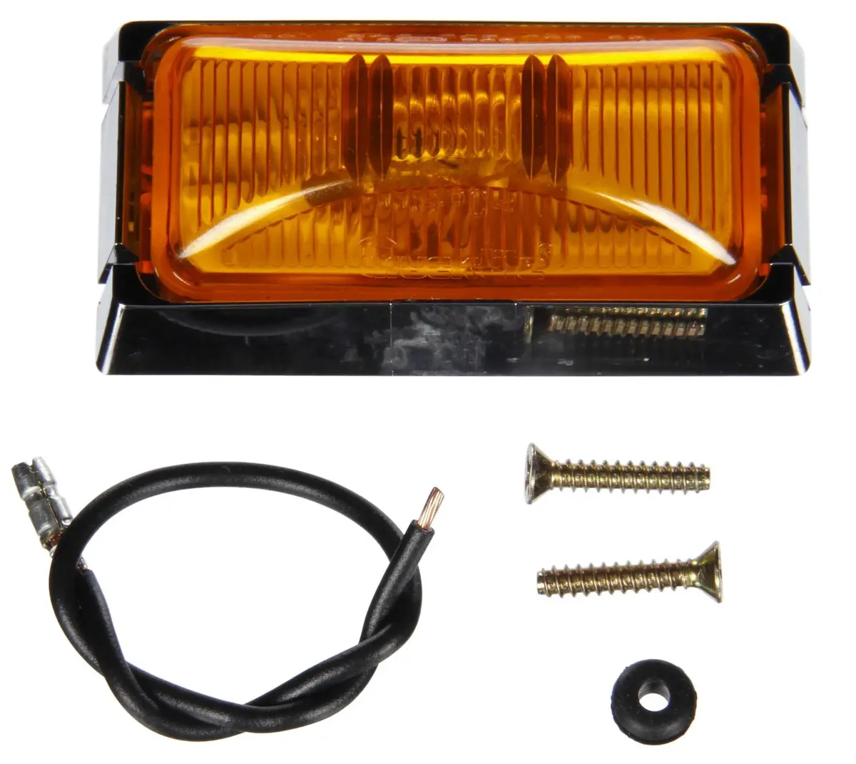 15 Series Yellow Incandescent 1"X2" Rectangular Marker Clearance Light, .156 Bullet Hot Wire & Abs Bracket Mount | Truck-Lite 15506Y 1