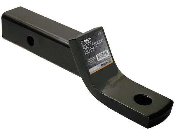 Black 2" Ball Mount With 2" Drop X 8" Long Tube | Buyers Products 1803005 1