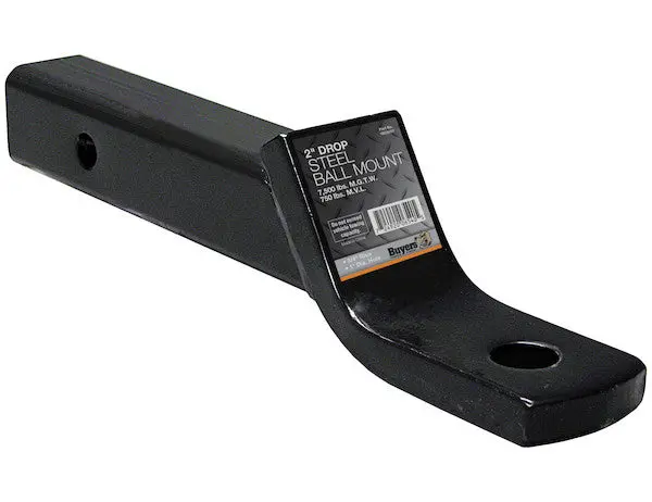 Black 2" Ball Mount With 2" Drop X 10" Long Tube | Buyers Products 1803007 1