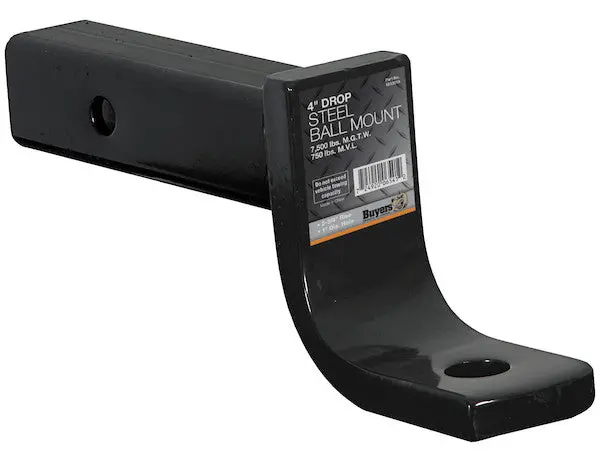 2 Inch Ball Mount With 4 Inch Drop X 8 Inch Long Tube Black | 1803010 Buyers Products 1