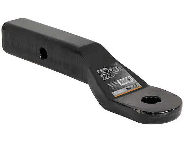 2" Heavy-Duty Ball Mount 2" Drop X 7-5/8" Long Tube Black For 1" Hole | Buyers Products 1803050 1