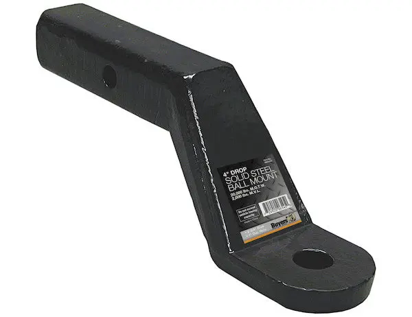 2" Heavy-Duty Ball Mount 4" Drop X 7-5/8" Long Tube Black For 1" Hole | Buyers Products 1803055 1