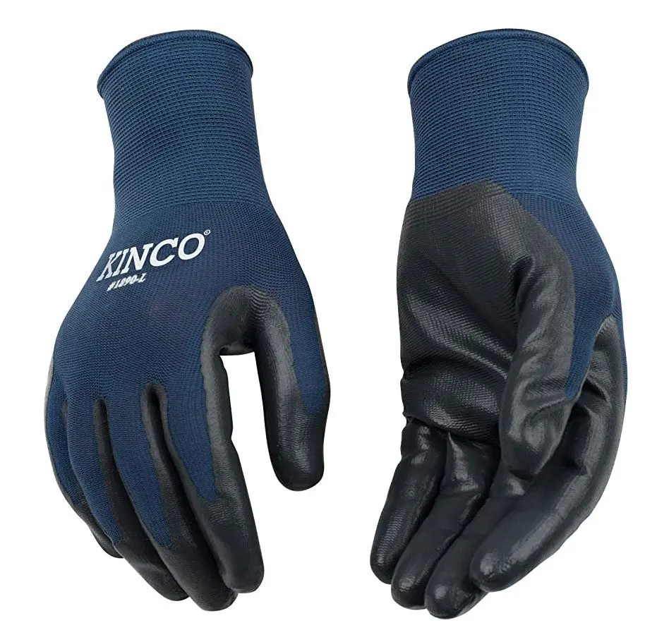 Navy Blue Polyester Knit Shell & Nitrile Palm Gloves (Large & Extra Large) | 1890 Kinco 1