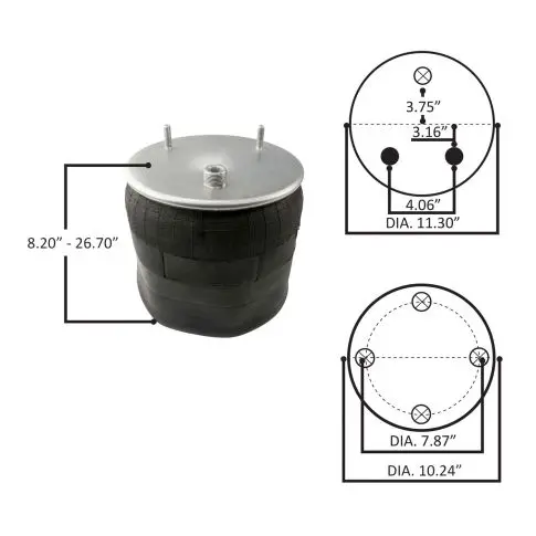 Rolling Lobe Air Spring With 11.3" Dia Top Plate | 1R14-164C Midwest 1