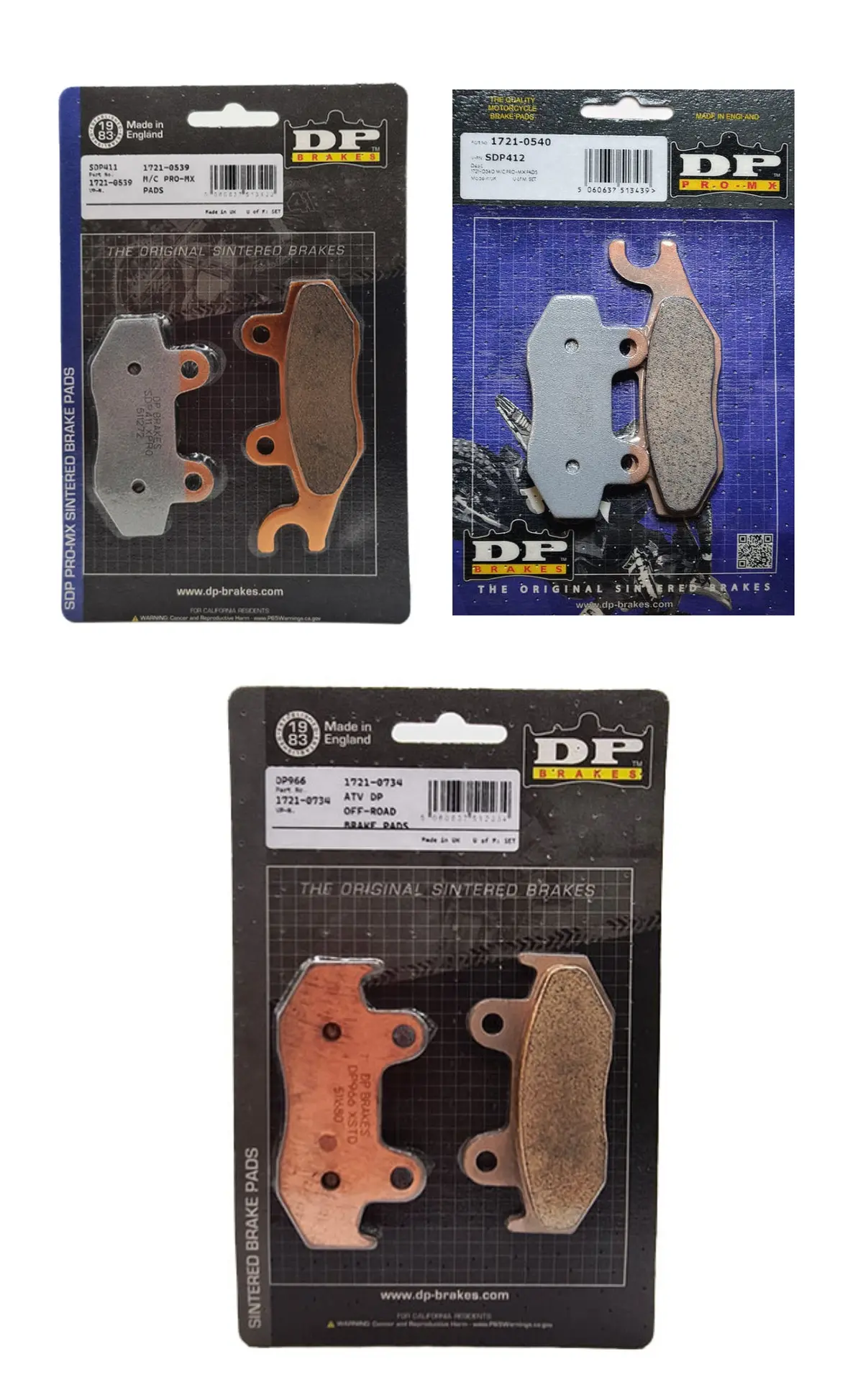 Dp Pads Front & Rear Set For 2009-2025 Yamaha Yfz450r Sdp411 Sdp412 Dp966 Combo 1