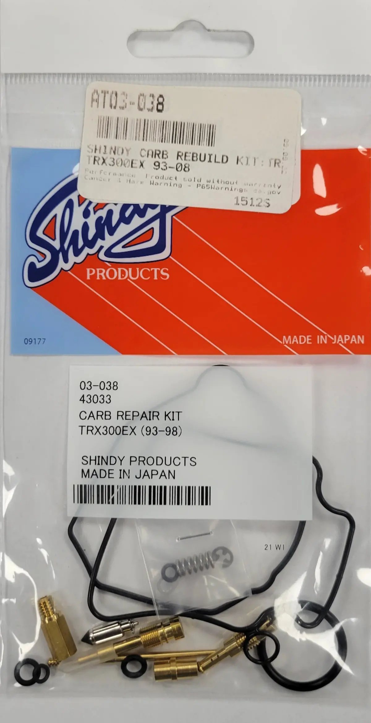 Shindy Carburetor Rebuild Kit 03-038 1993-2008 Honda Trx300ex 1