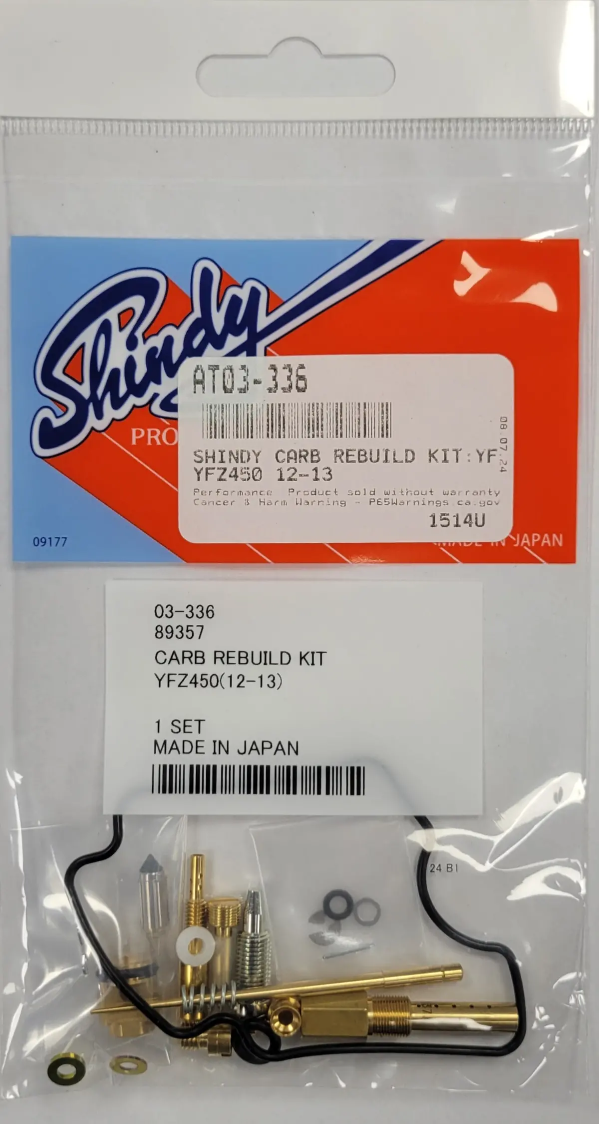 Shindy Carburetor Rebuild Kit 03-336 2012-2013 Yamaha Yfz450 1