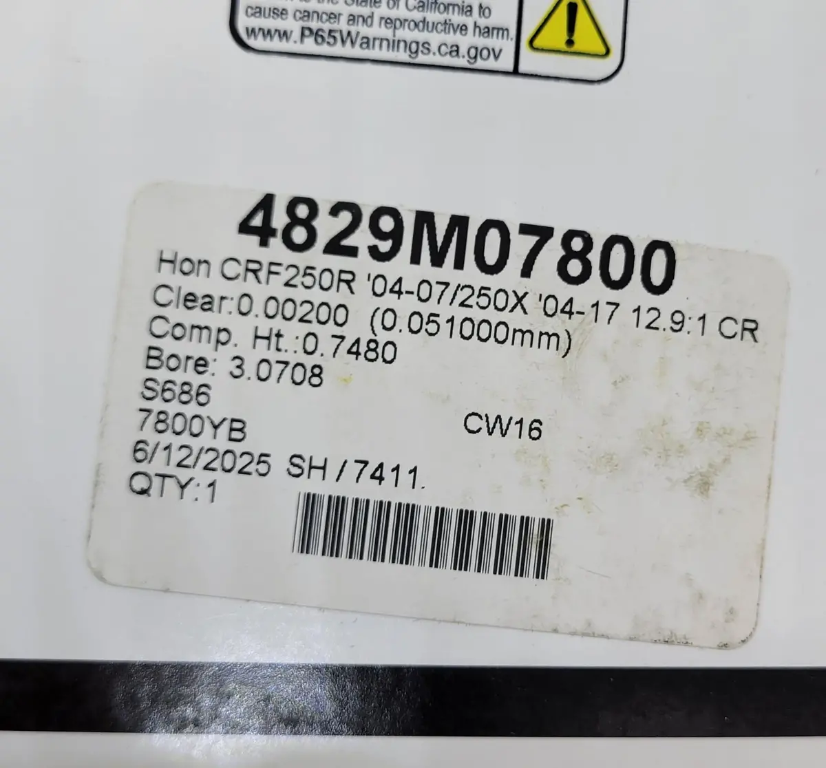 78Mm 12.9:1 Cylinder Wiseco Piston Cometic Gasket For 2004-2009 Honda Crf250r / 2004-2017 Honda Crf250x 2