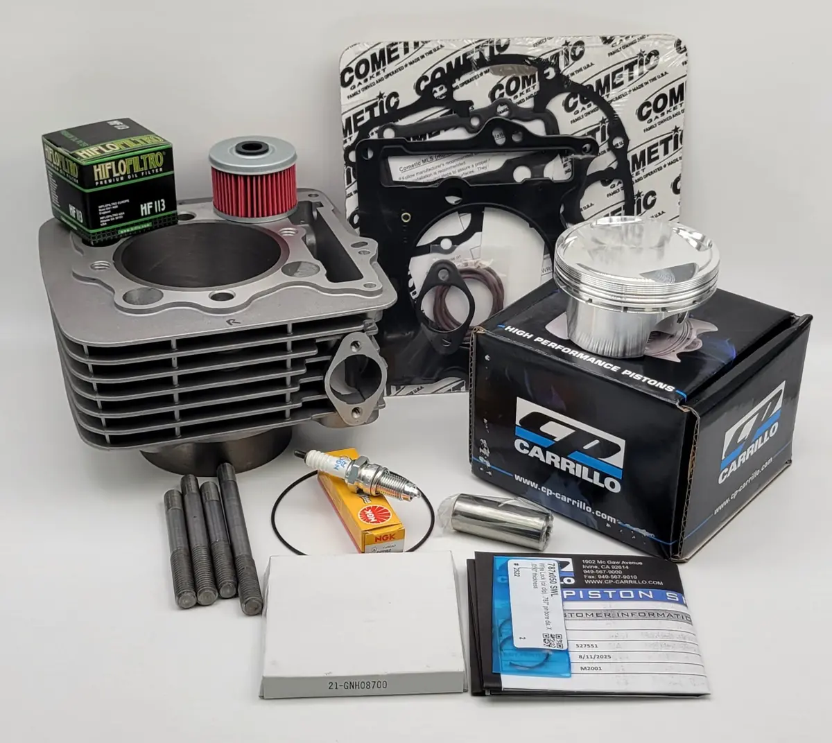 87Mm Cp 11:1 Big Bore 416Cc Cylinder Kit, Cometic Gasket & Gt Thunder Studs For 1999-2014 Honda Trx400ex / Trx400x 1