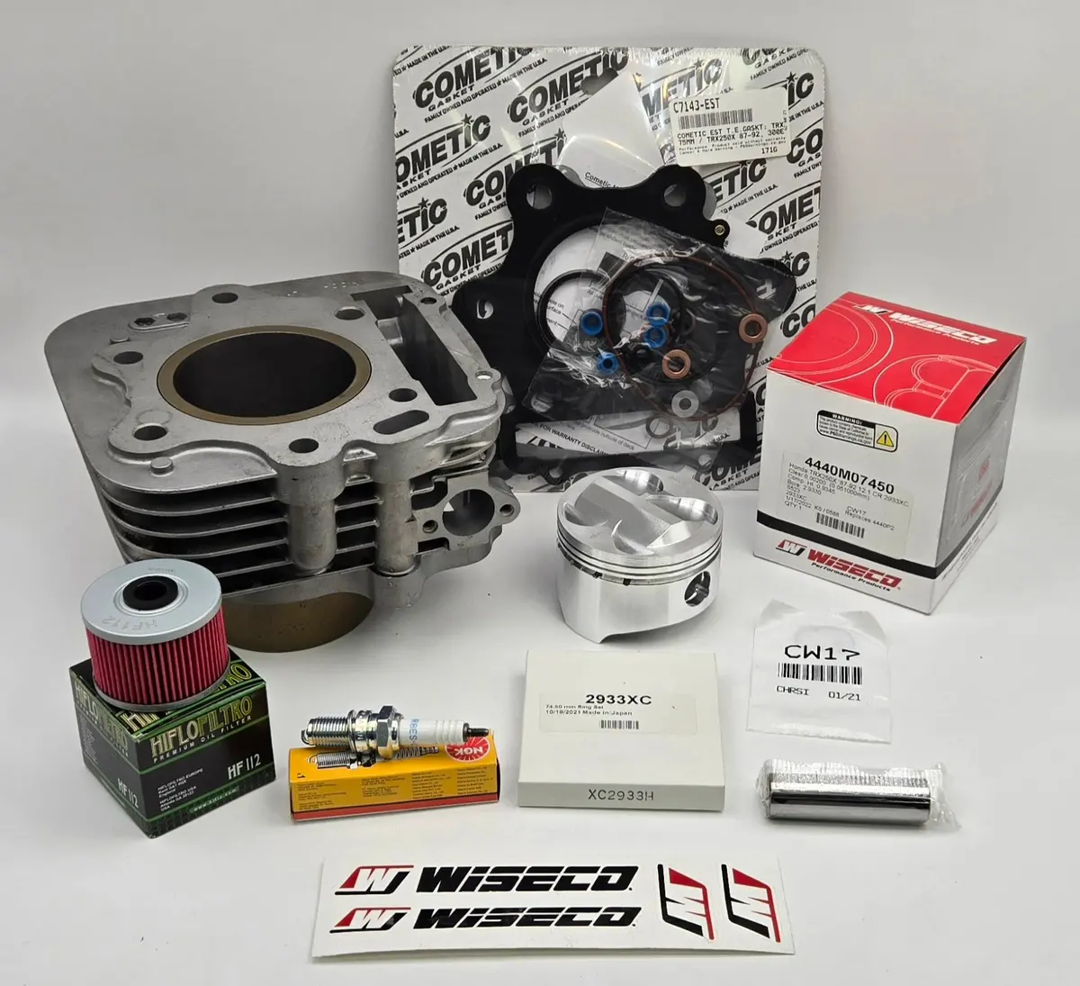 Oem Block 74.5Mm 12:1 Wiseco Piston 249.78Cc Cometic Gasket Big Bore Cylinder Kit For 1987-1992 Honda Trx250x 1