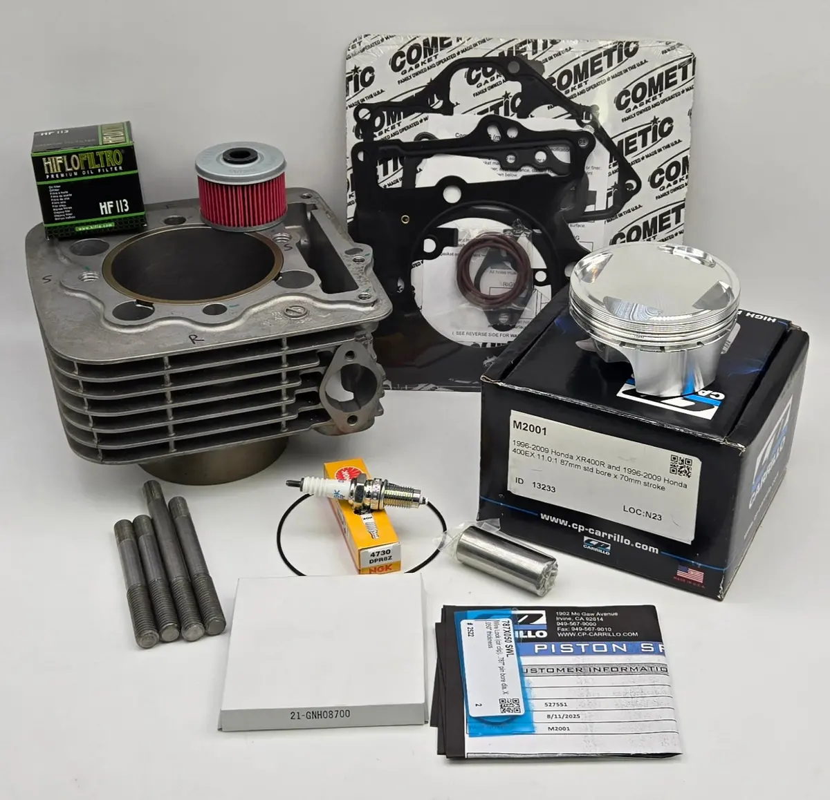 87Mm Cp 11:1 Big Bore 416Cc Oem Cylinder Kit, Cometic Gasket & Gt Thunder Studs For 1999-2014 Honda Trx400ex / Trx400x (A) 1
