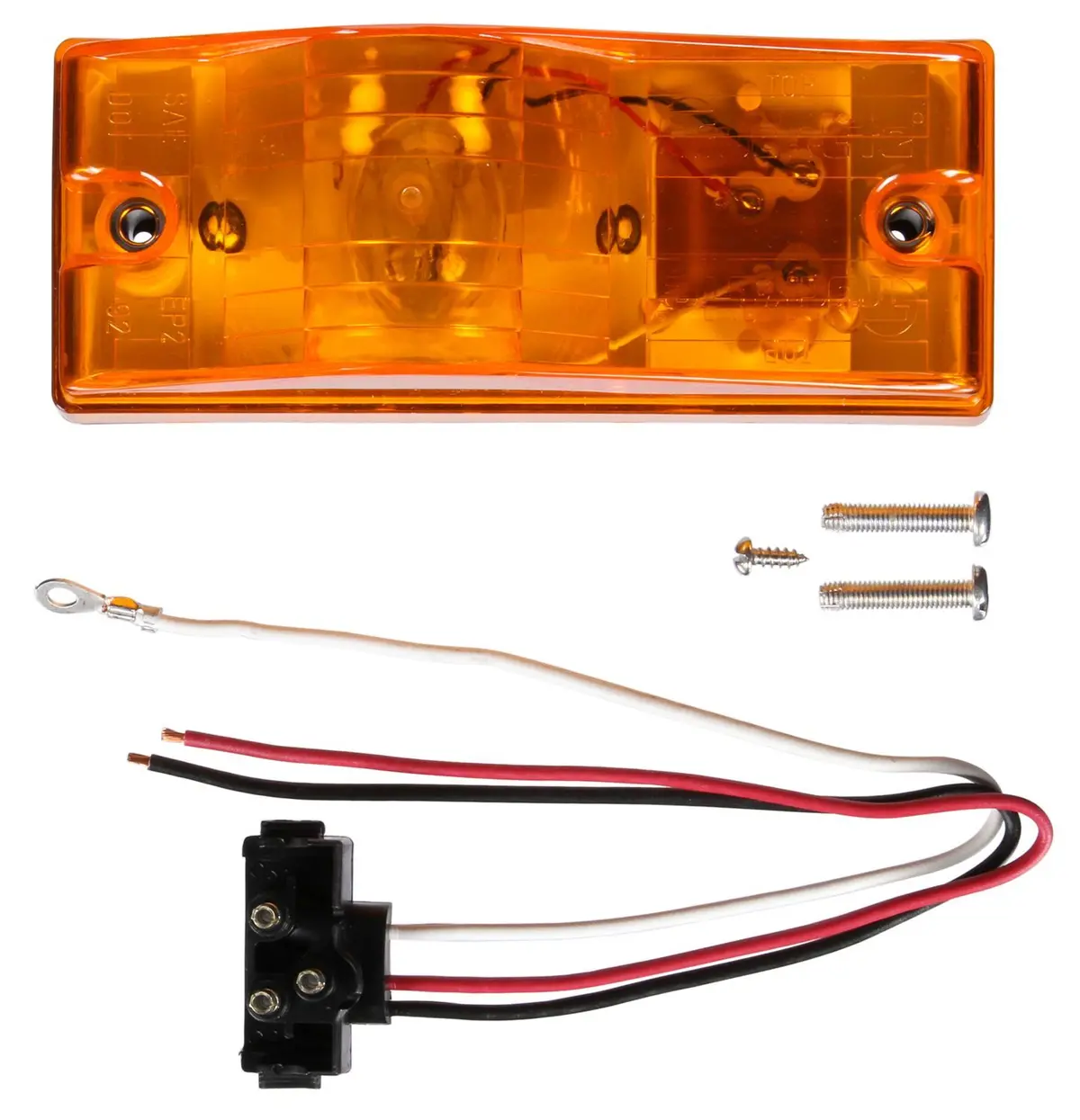 22 Series Yellow Incandescent Rectangular Side Turn Signal, Pl-3 & 2 Screw Mount | Truck-Lite 22004Y 1