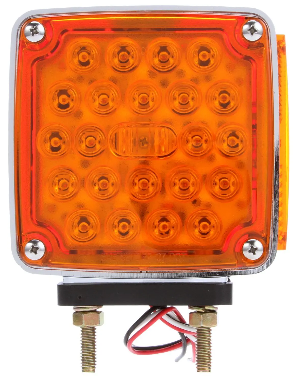 Signal-Stat Red/Yellow Led 4.5" Square Marker Clearance Light, Hardwired & 2 Stud Mount | Truck-Lite 2759 1