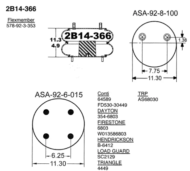2 Bellows Air Spring | 2B14-366 Goodyear 1