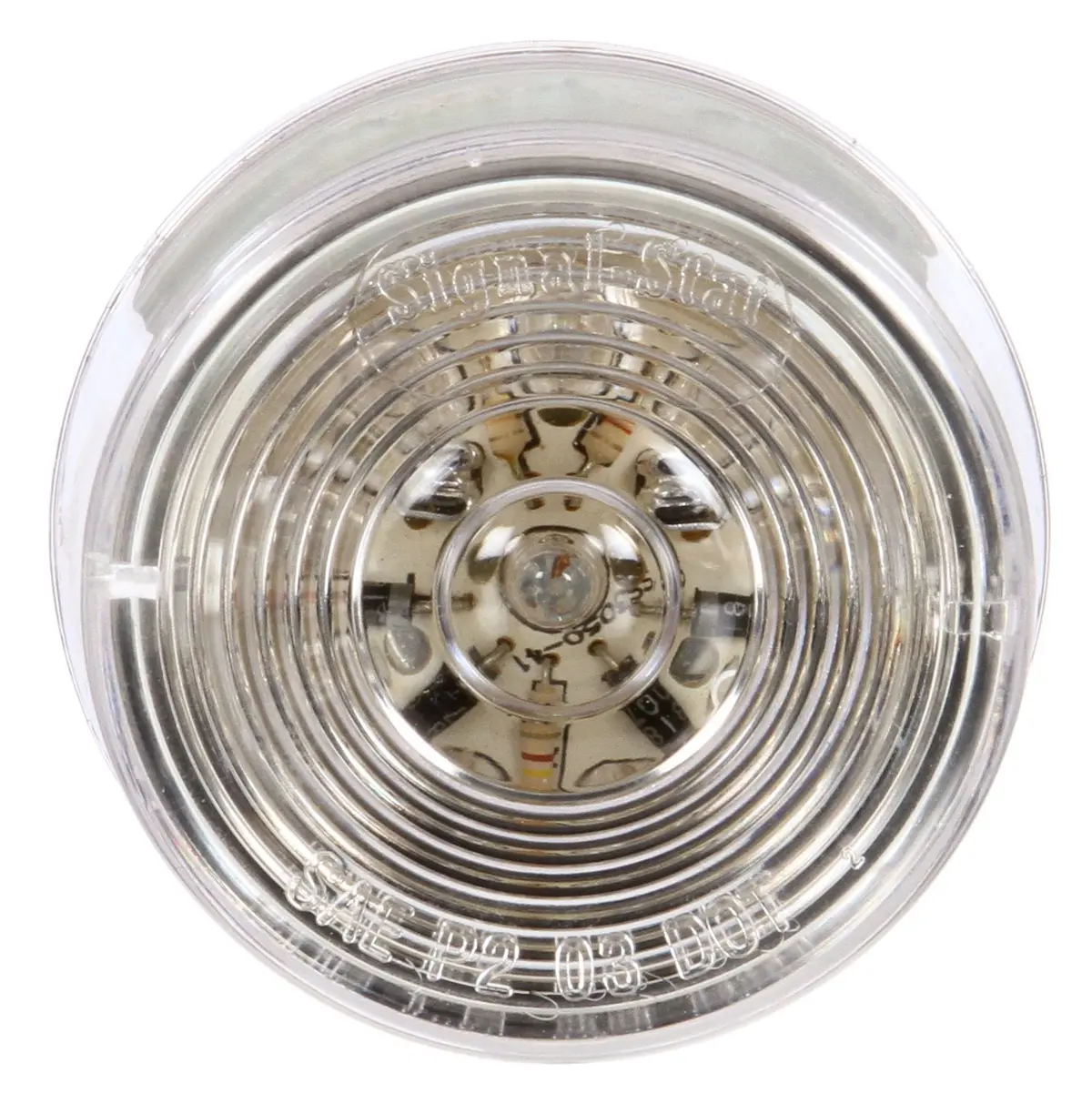 Signal-Stat Clear/Red Led 2" Round Marker Clearance Light, Pl-10 & Grommet Mount | Truck-Lite 3051 1