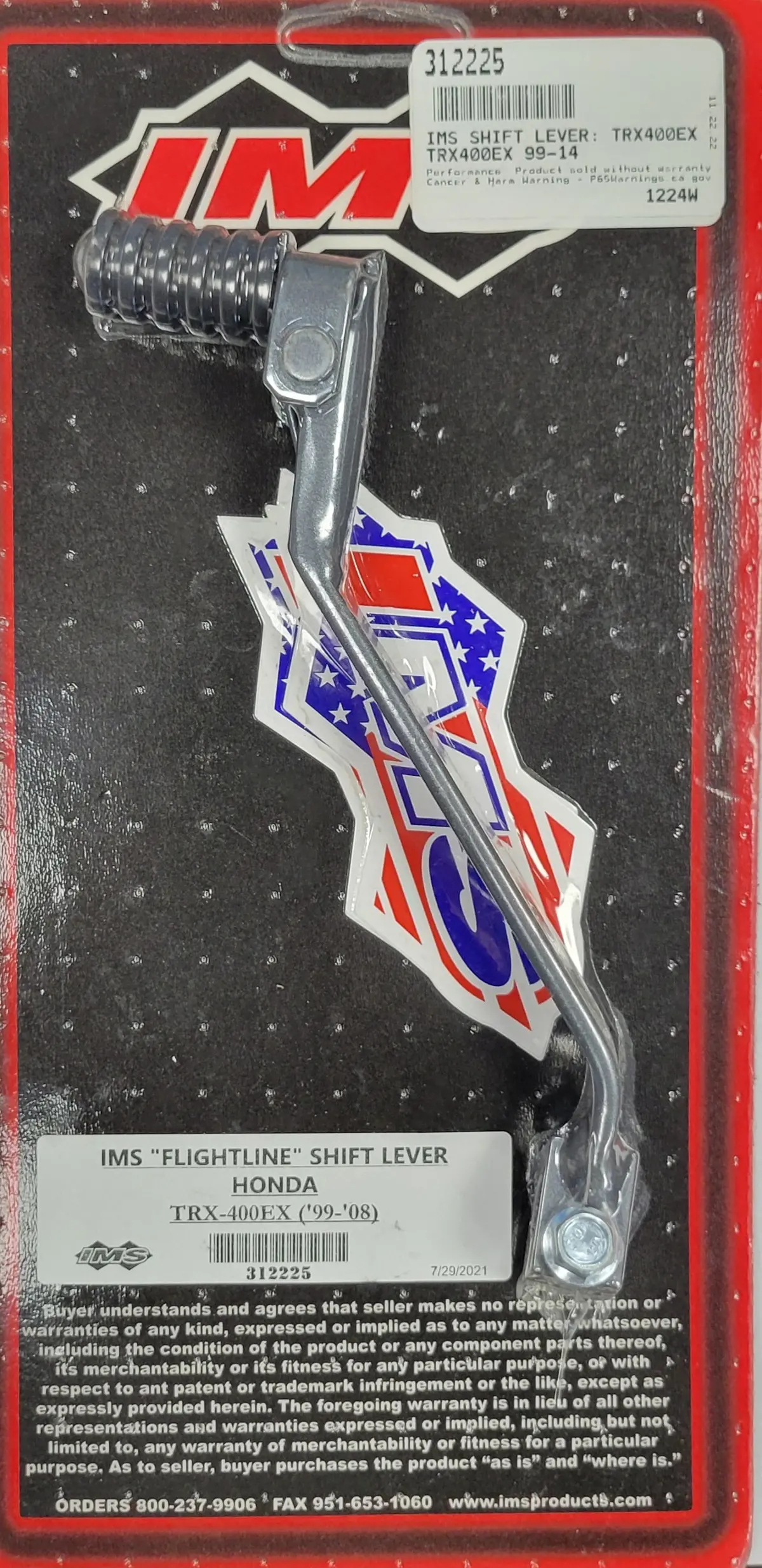 Ims Flightline Folding Shift Lever 312225 1999-2014 Honda Trx400ex / Trx400x 1