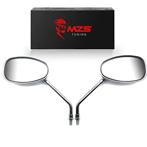 Mzs Cruiser Motorcycle Mirrors Chrome, Touring Rear View Side Mirror Adjustable Compatible With Fury Interstate Magna Nighthawk Rebel 250 300 500 Cmx Sabre Shadow Stateline Valkyrie Vtx1300 Vtx1800 1