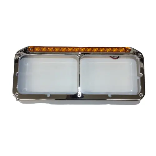 Rectangular Dual Headlight Bezel With Led Sequential Light Bar (Driver) - Amber Led/Amber Lens | United Pacific 32504 1