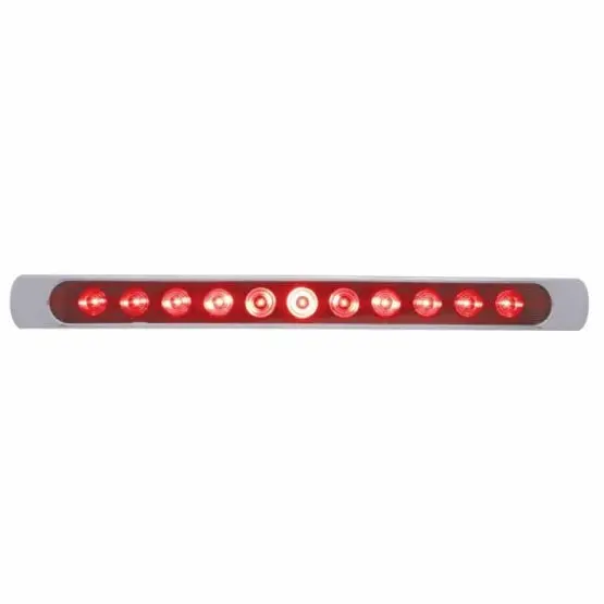 11 Led 17" Light Bar (Stop, Turn & Tail) With Chrome Bezel - Red Led/Red Lens | United Pacific 39251 1