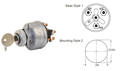 Ignition & Starter Switch, Acc-Off-On/Acc-Start | Tectran 19-1060 1