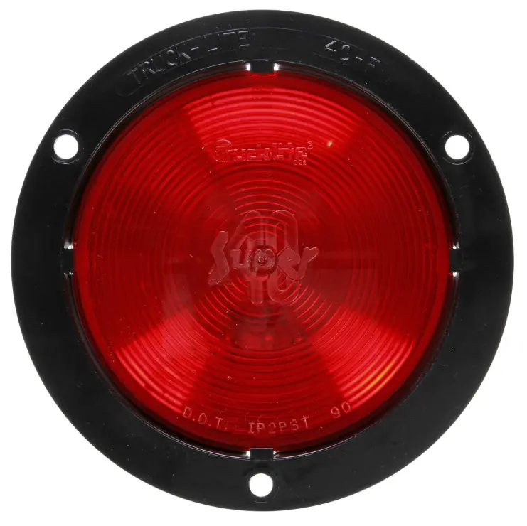 Super 40 Incandescent Red 4" Round Stop/Turn/Tail Light, Pl-3 Connection & Flange Mount | Truck-Lite 40259R 1