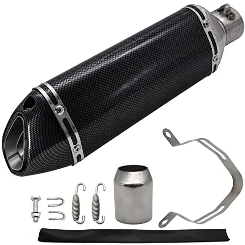 Motorcycle Slip On Exhaust Muffler,1.5-2" Carbon Fiber Unversal Exhaust Slip On Silencers & Mufflers For Dirt Bike Street Bike Scooter Atv Racing Exhaust Pipes 1