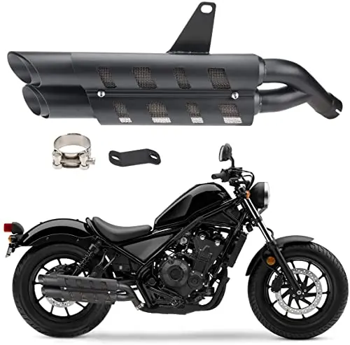 Motorcycle Exhaust Slip-On Muffler Pipe Tube With Heat Shield Cover Kit For Cmx 300 Cmx 500 Rebel 2017-2021 Black 1
