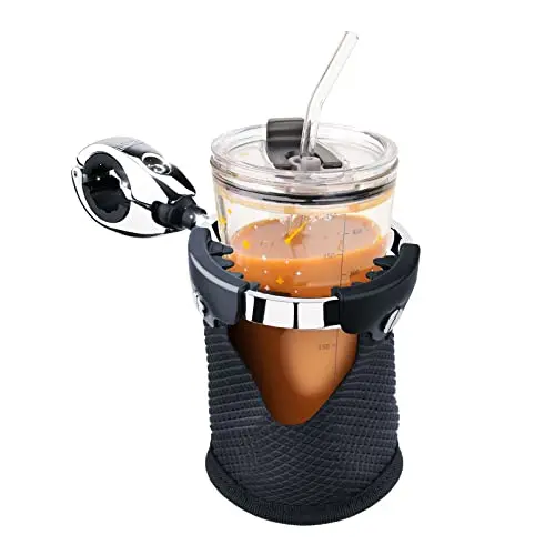Lexin Lx-C3 Motorcycle Cup Holder With 360°Swivel Ball-Mount, Large Boat Drink Holder With Basket, Metal Handlebar Mount For Bike/Atv/Harley/Kayak/Canoe/Walker, Fits Handlebar 7/8'' To 1 1/4'' 1
