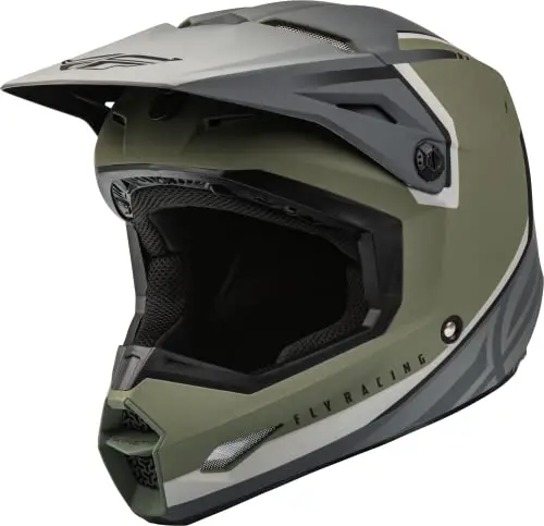 Fly Racing 2023 Adult Kinetic Vision Helmet (Matte Olive Green/Grey, Medium) 1