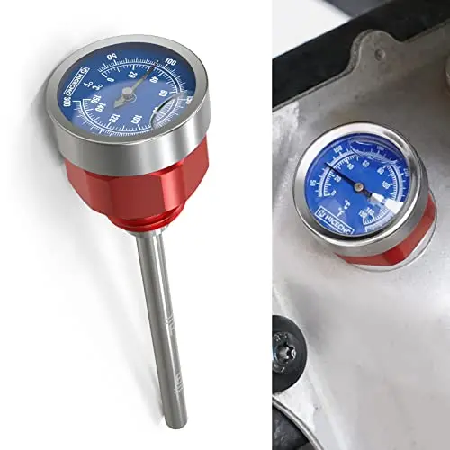 Nicecnc Red Engine Oil Dipstick With Temperature Gauge Compatible With Yamaha Raptor 660R 2001-2005 Raptor 700 2006-2021 2022 2023, Raptor 700R 2006-2021 2022 2023 Yfz 450 2004-2013 1