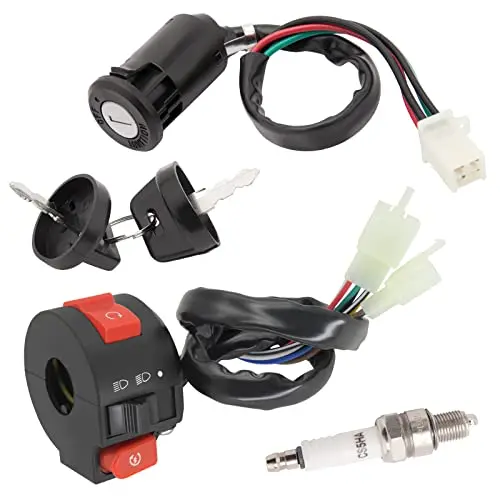 4 Wires Ignition Switch Key With Cap+3 Function Left Starter Switch Assembly For 50Cc 70 Cc 90Cc 110 Cc 125Cc 150Cc Taotao Sunl Chinese Atv Quad 4 Wheeler 125Cc Apollo Dirt Bike Scooter Parts 1