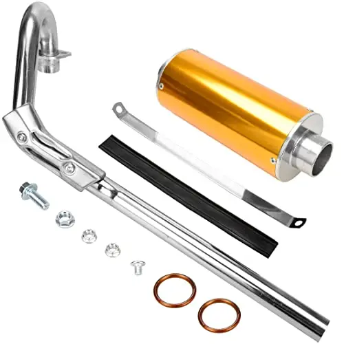 Fvrito High Performance Big Bore Muffler Exhaust Silencer Complete Pipe System Parts Replacement For Honda Xr50 Crf50 Chinese 70Cc 110Cc 125Cc Ssr Sdg Taotao Roketa Coolster Lifan Dirt Pit Bike Yellow 1