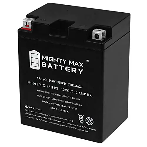 Ytx14ah-Bs - 12 Volt 12 Ah, 210 Cca, Rechargeable Maintenance Free Sla Agm Motorcycle Battery 1
