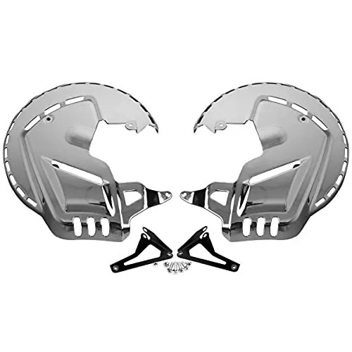 Wowtk Front End Rotor Covers With Led Ring Of Fire Fits For Honda Gold Wing 2001-2017 Gl1800 And 2013-2016 F6b,Chrome 1