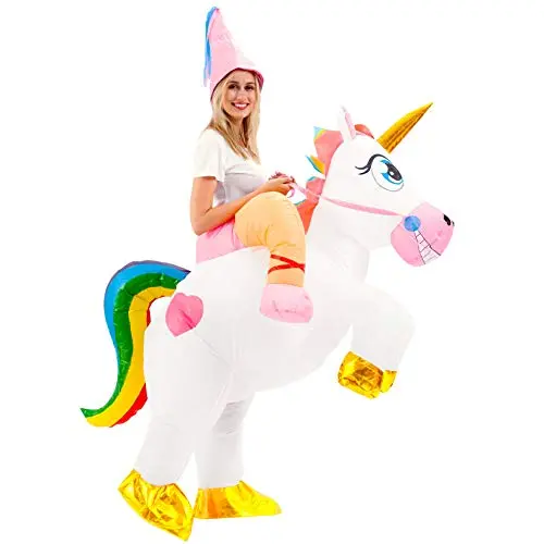 Spooktacular Creations Inflatable Costume Unicorn Riding A Unicorn Air Blow-Up Deluxe Halloween Costume - Adult Size 1
