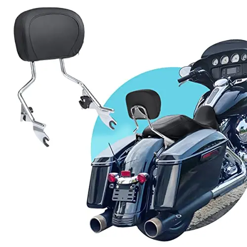 Detachable Rear Passenger Sissy Bar Backrest Pad For Harley Road Glide Street Touring Road King Electra Glide 2009-2022 (Chrome) 1