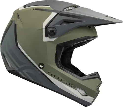 Fly Racing 2023 Adult Kinetic Vision Helmet (Matte Olive Green/Grey, Medium) 2