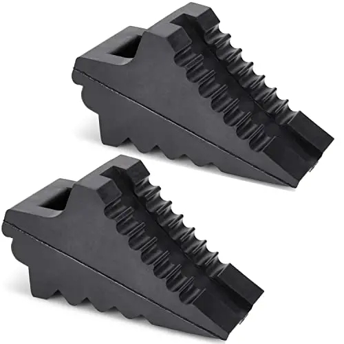Afa Tooling - Set Of 2 Wheel Chocks | Heavy Duty Rubber Wedge For Front And Back Tires | Quick Grip Ribbed Design, Ergonomic Carry Handles | Chock Block For Your Camper, Trailer, Rv, Truck, Car Or Atv 1