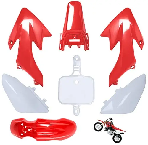 Crf50 Plastic Kit Red White Xr50 Plastic Fender Kit ,Crf50 Plastic Kit Set,Compatible With Honda Xr 50 Crf 50 Sdg Ssr 107 110 125 Pit Dirt Bike M Ps03- By Lucky Seven 1
