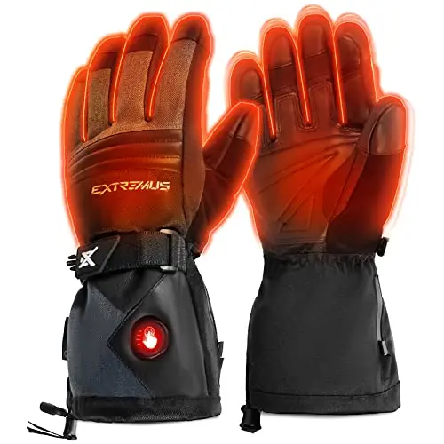 Extremus Buckwell Heated Gloves, Rechargeable Electric Warm Touch Screen Fingertips Waterproof Winter Gloves For Men & Women, Heated Ice Fishing, Skiing, Snowboarding, Snowmobile Gloves 1